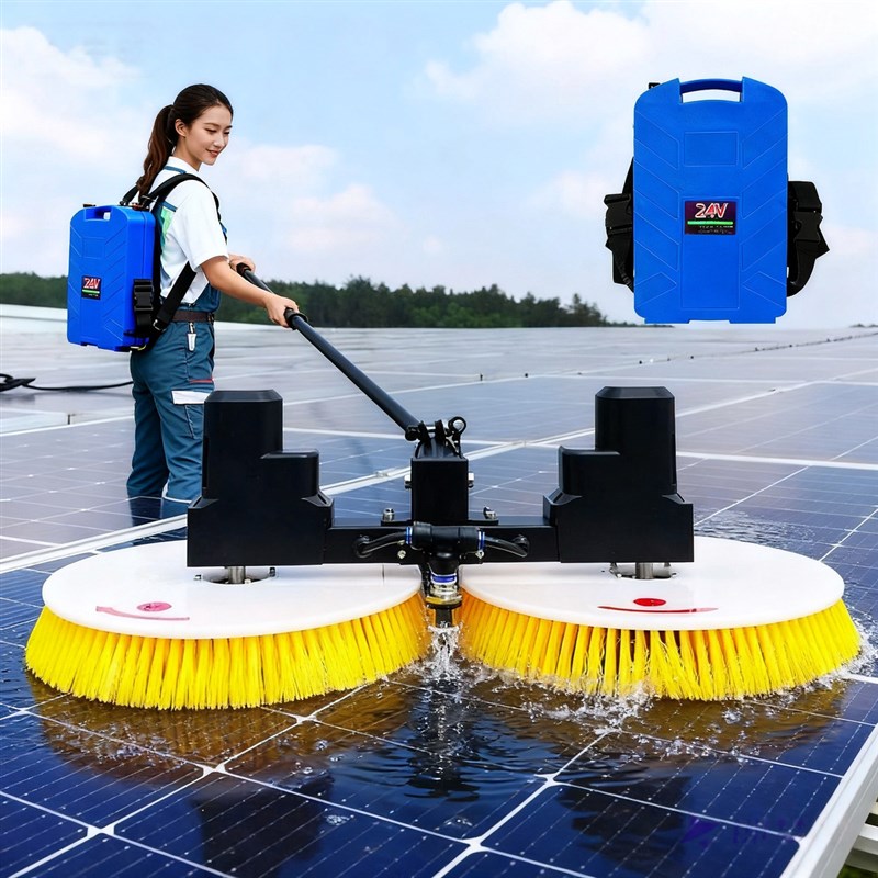光伏板电动清洁工具机器人设备多功能太阳能板双头多功能清洁刷