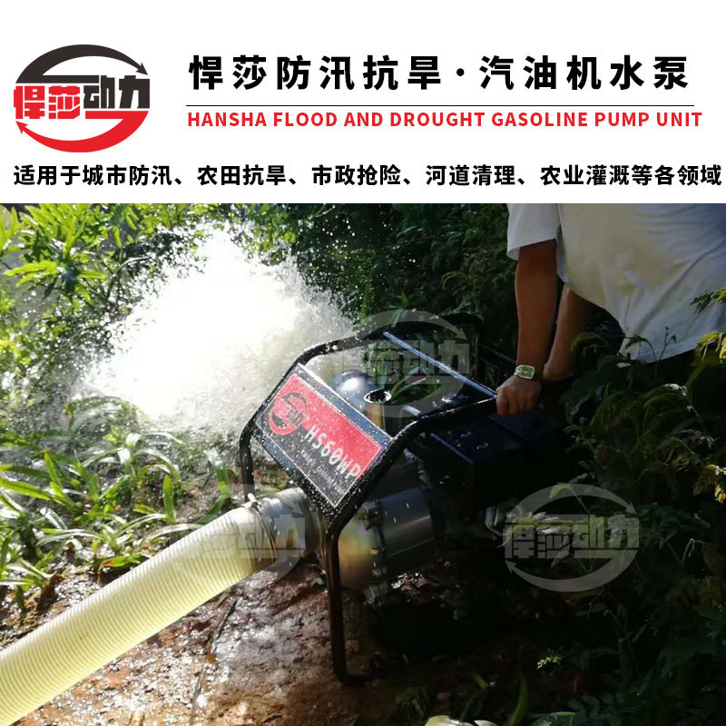 190立方流量汽油机排涝泵 6寸汽柴油机水泵 悍莎动力自吸污水泵