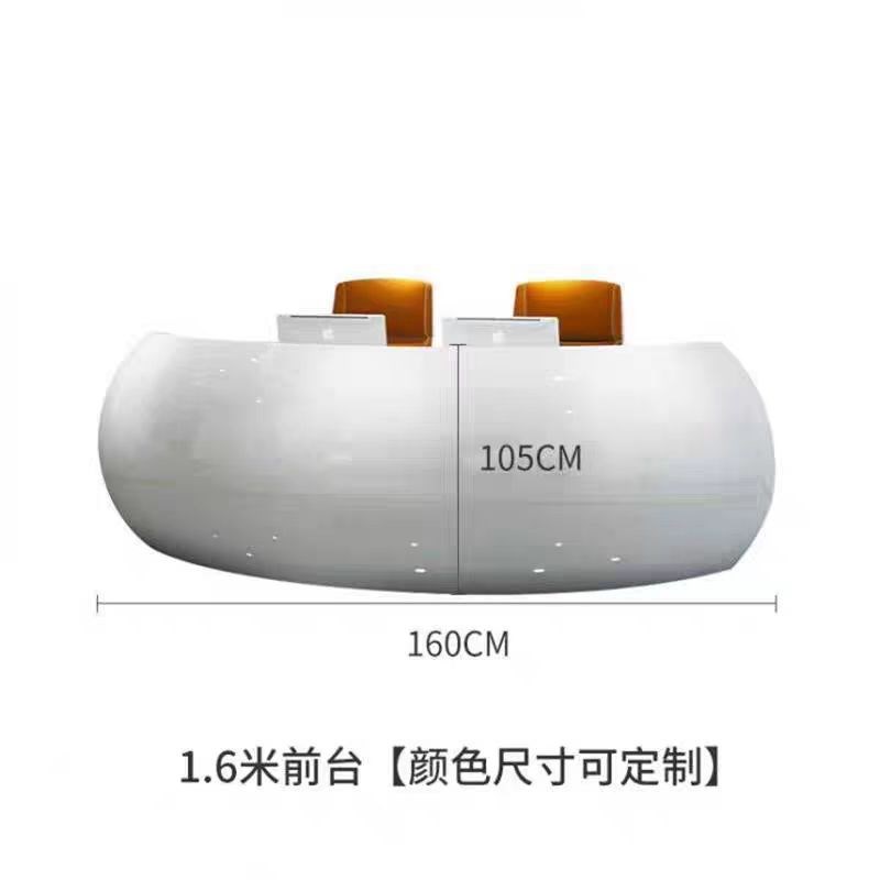 圆形前台接待台创意半圆吧台烤漆迎宾医美咨询台公司办公弧形前台