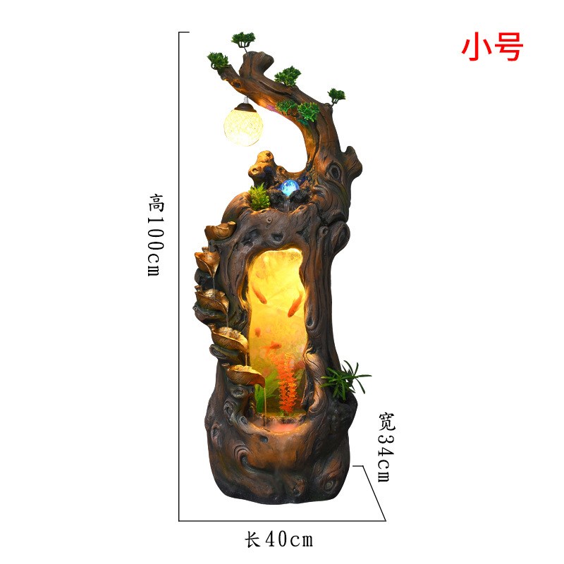 落地中式根雕流水喷泉风水轮摆件客厅招财鱼缸加湿器创意家居装饰