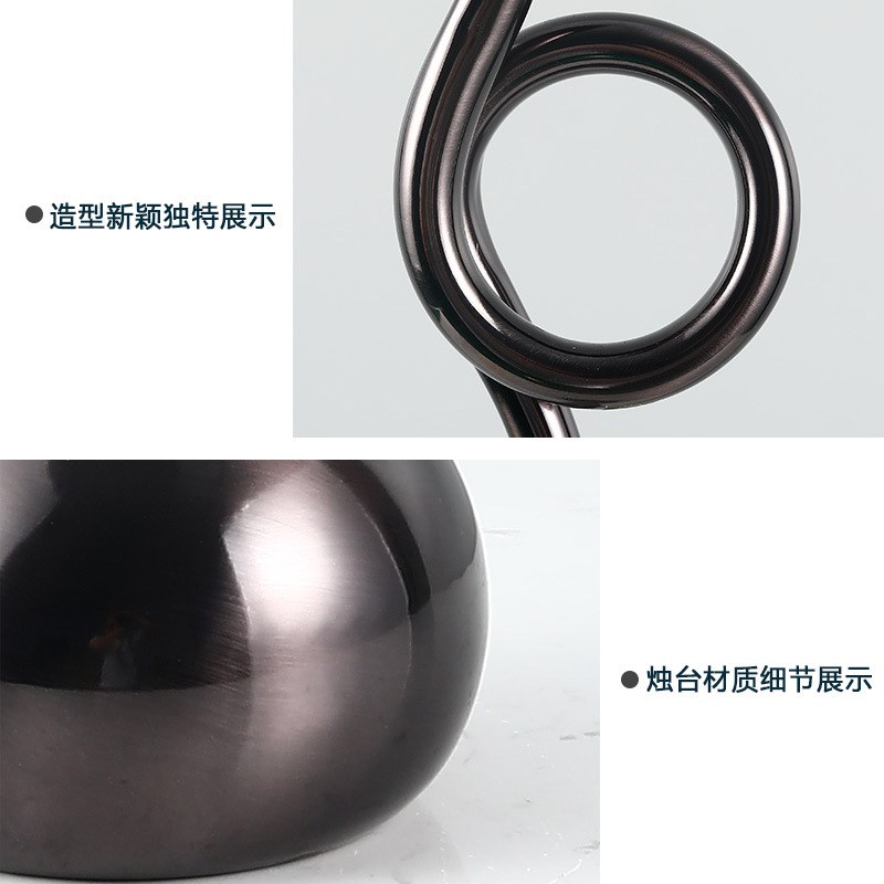 简约现代金属水滴蜡烛台摆件欧式样板房餐厅桌面创意轻奢软装饰品