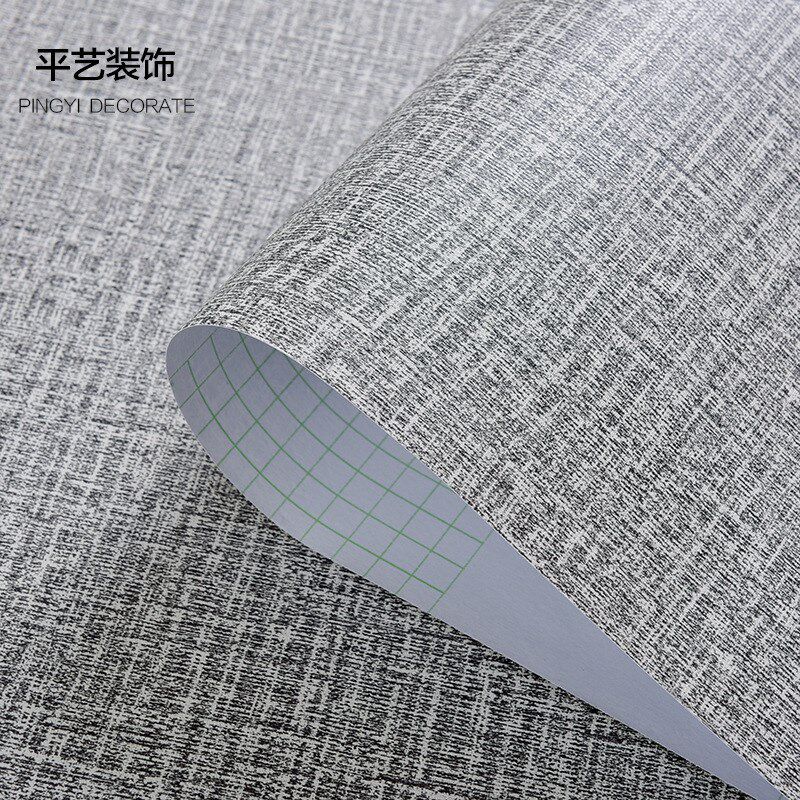 墙纸自粘麻布纹蚕丝壁纸自贴防水布纹卧室PVC跨境家装贴纸