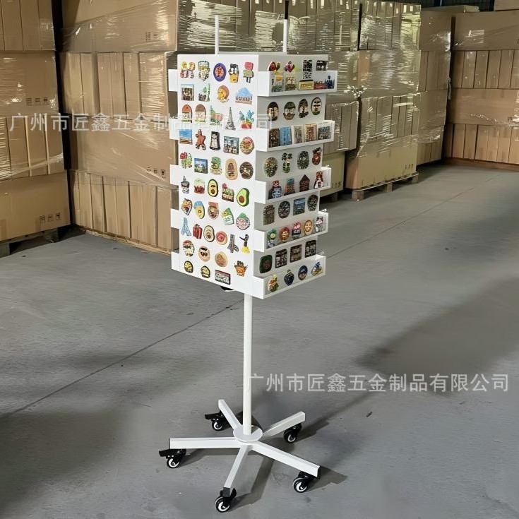 ※工厂直销※金属冰箱磁铁展示架旋转钉板支架带活动轮子支架