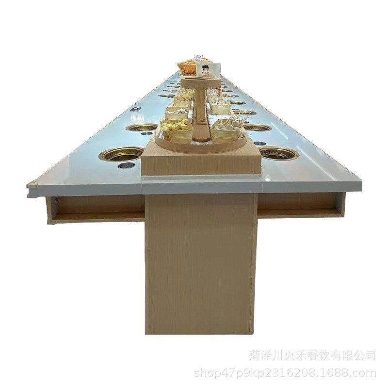 旋转小火锅设备自助餐台全套转转麻辣烫双层涮烤一体送餐火车设备