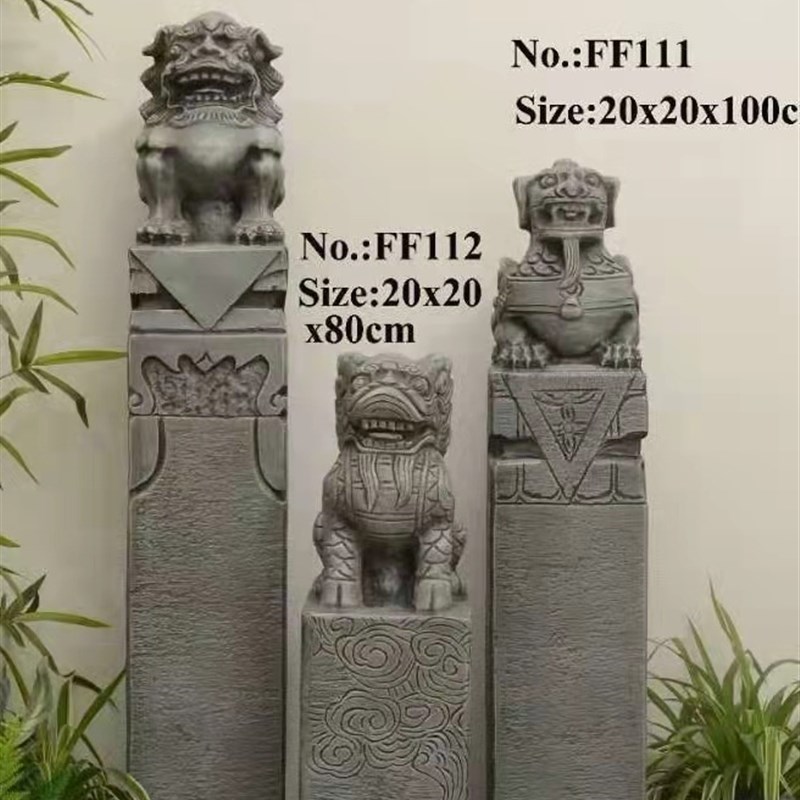 仿真拴马桩狮子拴马柱子中式栓马柱室内外庭院摆件