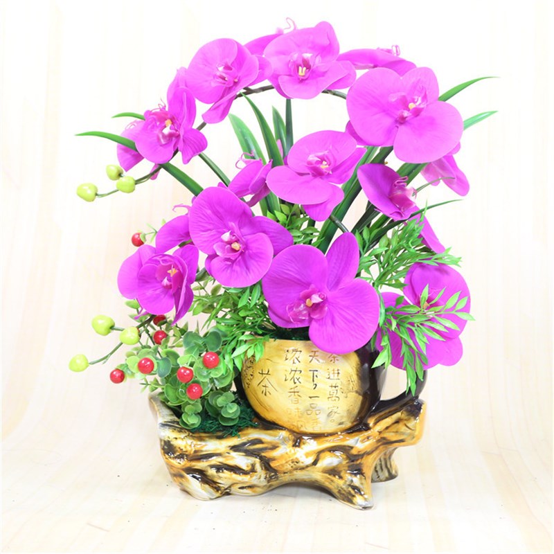 蝴蝶兰仿真花盆景套装假花兰花盆栽客厅餐桌摆件室内装饰品花卉
