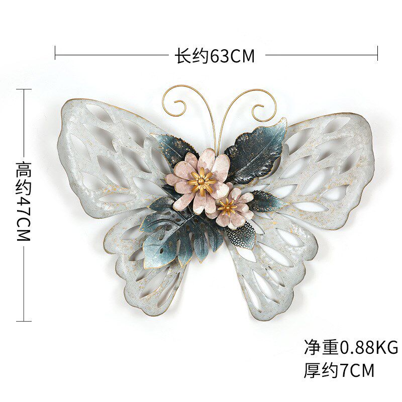 欧式仿真蝴蝶墙面装饰餐厅玄关门口立体墙饰铁艺壁饰少女网红挂件