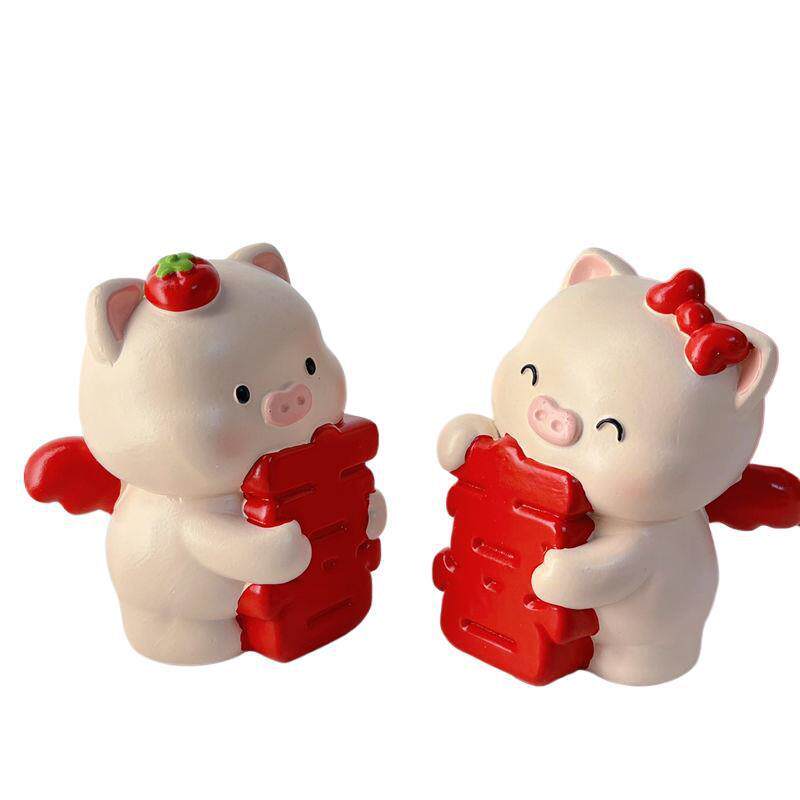 喜字小猪摆件送新人新娘订婚结婚桌面婚房布置情侣装饰品厂家