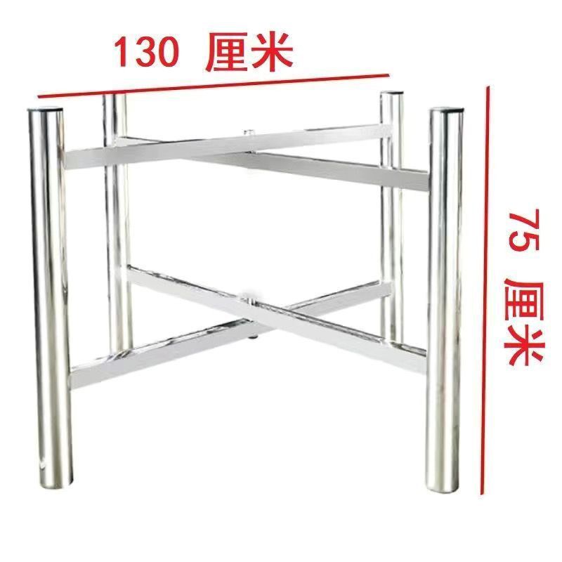 不锈钢圆桌子一体吃饭餐桌现代简约台面可折叠加固圆台脚脚架商贸