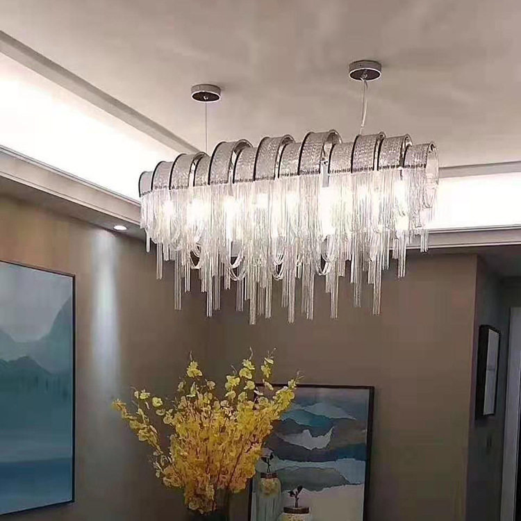意式轻奢流苏灯链条灯客厅吊