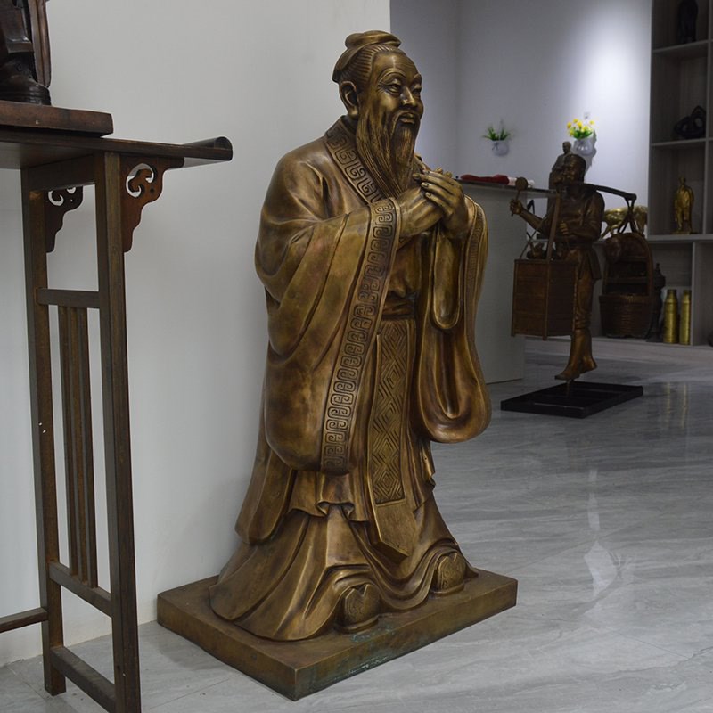 铸铜雕像摆件校园文化名人历史人物孔子雕像室内小型展厅人物肖像
