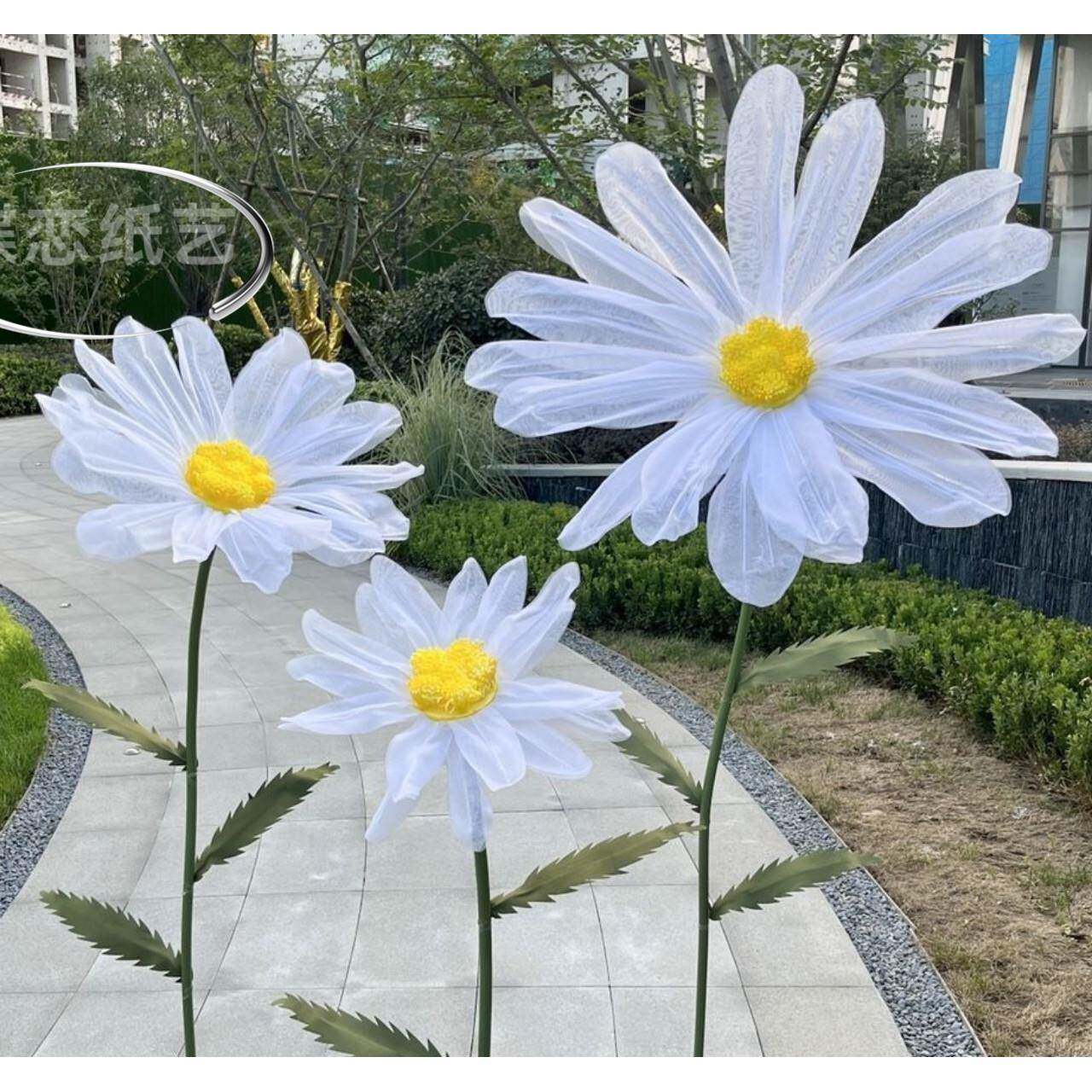 新款婚庆雏菊手工纸花丝网花场景布置婚礼路引花橱窗装饰道具纱花