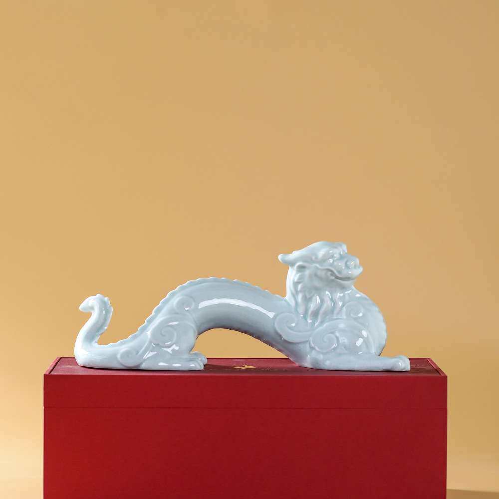 景德镇陶瓷器大师曾亚林作品千禧龙生肖瓷器雕塑艺术品办公室摆件