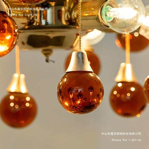 鼻涕灯法式中古创意茶色樱桃玻璃吊灯复古客厅卧室餐厅灯具