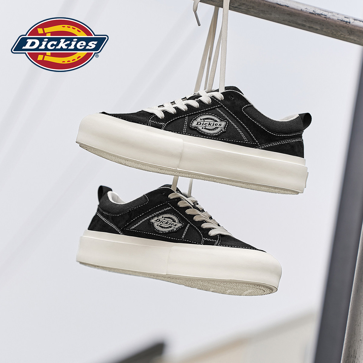 Dickies黑色厚底透气低帮帆布鞋