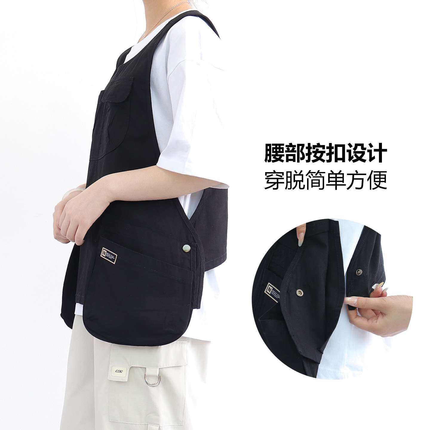 跨境印字围裙厨师餐饮厨房马夹奶茶店亚马逊咖啡厅服务员工作围裙
