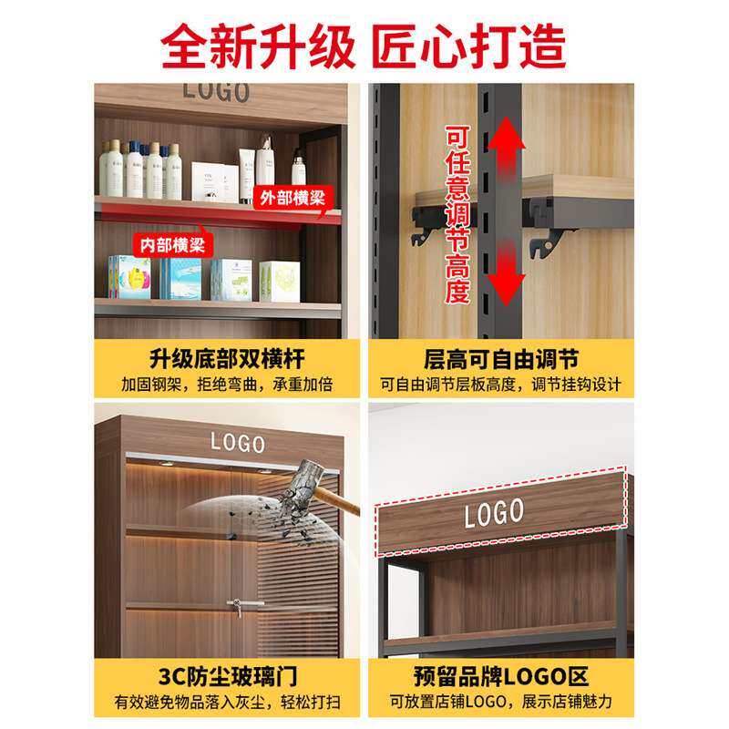 货架展示架超市文具店置物架多层落地家用铁艺书架仓储收纳展示柜