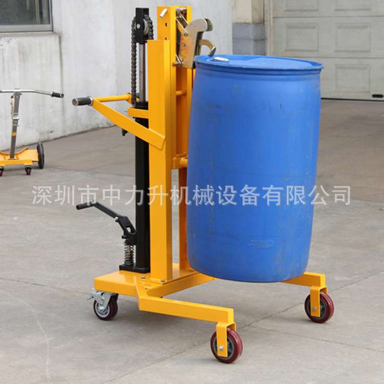 简易油桶搬运车 托盘液压手推油桶车 脚踏油桶夹装卸车