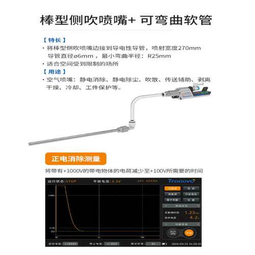 埃用TN2102-SN09 棒型侧吹喷嘴可弯曲软管离子风嘴工业除尘除静电