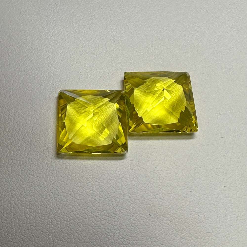 人造宝石梧州厂家直供13.5×13.5合成黄刚玉宝石正方公主花切割裸