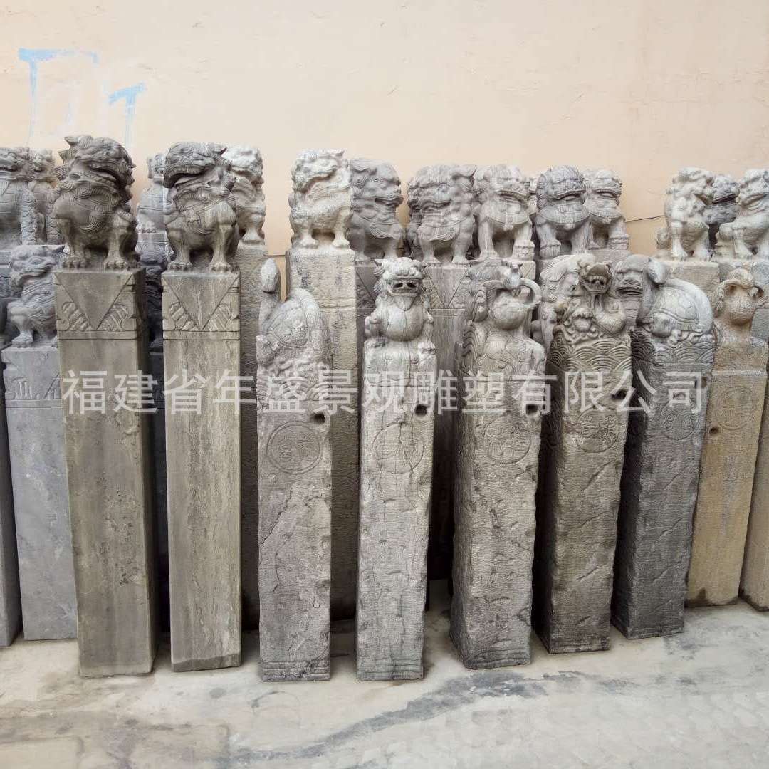 中式仿古拴马桩生肖貔貅麒麟拴马柱别墅室内外装饰雕塑石雕老物件