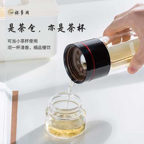 Double-layer Insulated Glass Tea Cup with Tea-Water Separati