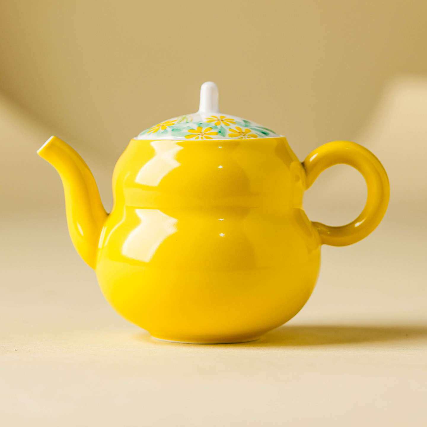 蛋黄釉小雏菊茶壶单壶陶瓷福禄壶手绘家用泡茶专用茶水壶带过滤孔
