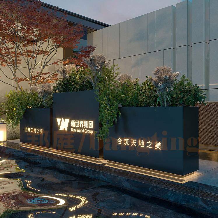 户外铁艺花箱商业街售楼部外摆组合花槽室外花箱市政道路种植花坛