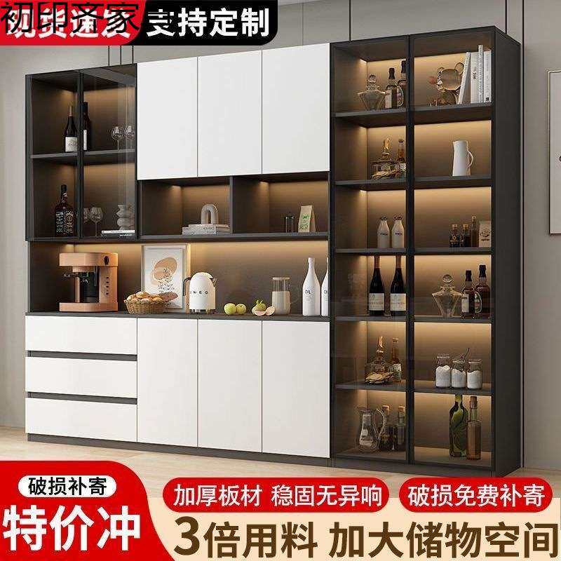 实木餐边柜靠墙一体高柜家用茶水柜轻奢高档酒柜客厅收纳储物柜子