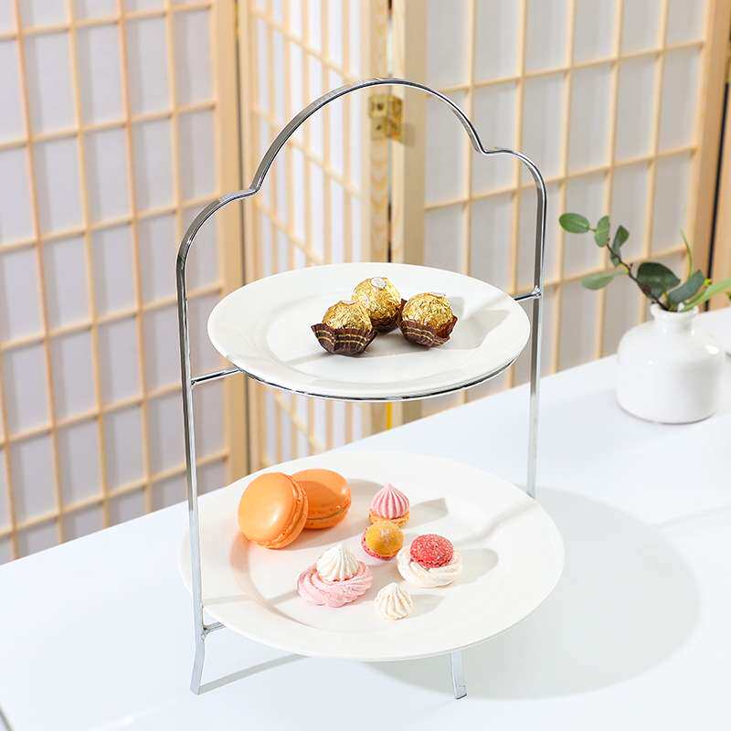 金属蛋糕盘烘培茶歇点心水果婚庆盘西点托盘糕点冷餐欧式双层甜点