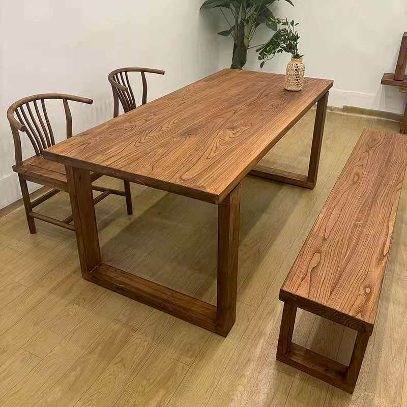 实木大板桌家用餐桌莫比恩工作台老榆木吧台书桌电脑桌办公桌长桌