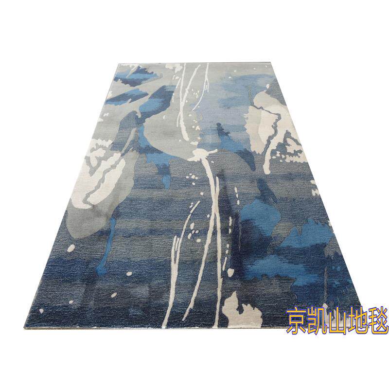 中国风抽象水墨画蓝色样板房客厅茶几沙发地毯书房卧室大厅接待室