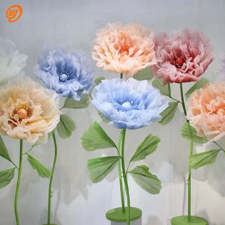 电动仿真花大号婚礼婚庆纸花美陈装饰摆件场景布置机械自动开合花