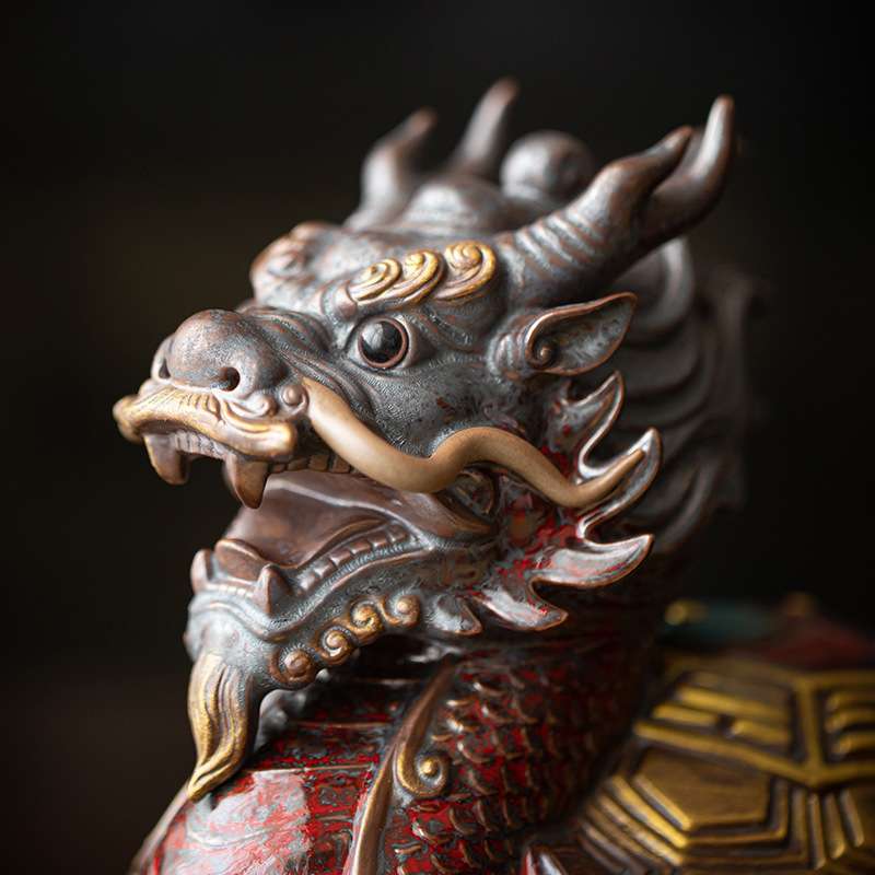 久王顺陶瓷龙龟摆件风水招财龙头龟工艺品中式家居办公桌面装饰摆