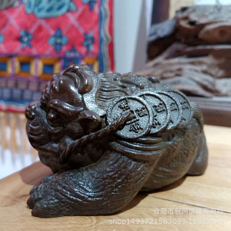 铸造紫铜虎头三足金蟾招财摆件苏工仿古做旧色开店贺礼(现货)