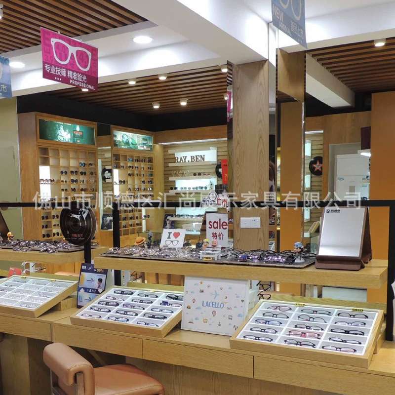 眼镜展示柜台玻璃柜台样品陈列货架眼镜店柜台实木烤漆展柜中岛架