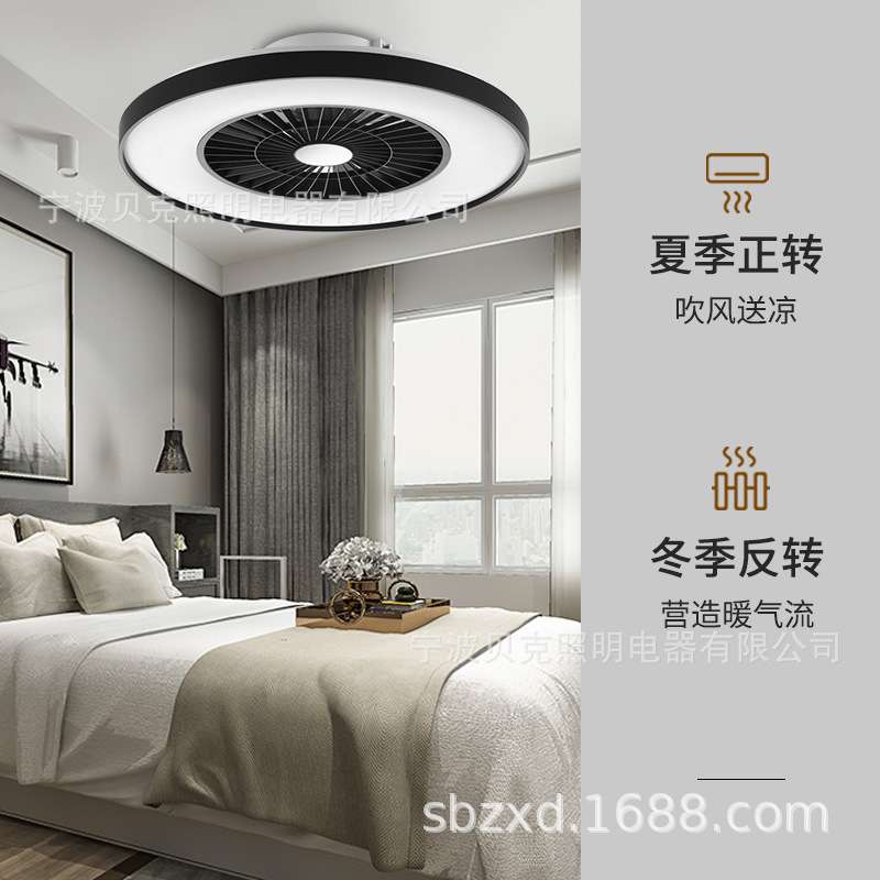 【D-黑色】led装饰电扇吊扇灯跨境欧式客厅卧室现代吸顶风扇灯