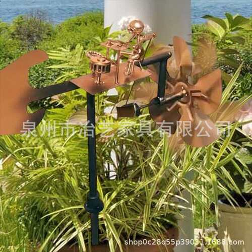 跨境爆款 Handmade Metal Drummer Windmill卸载金属鼓手风车装饰