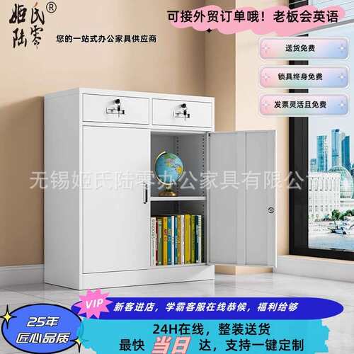 办公铁皮文件柜带锁抽屉二斗矮柜收纳储物柜工具柜打印机柜