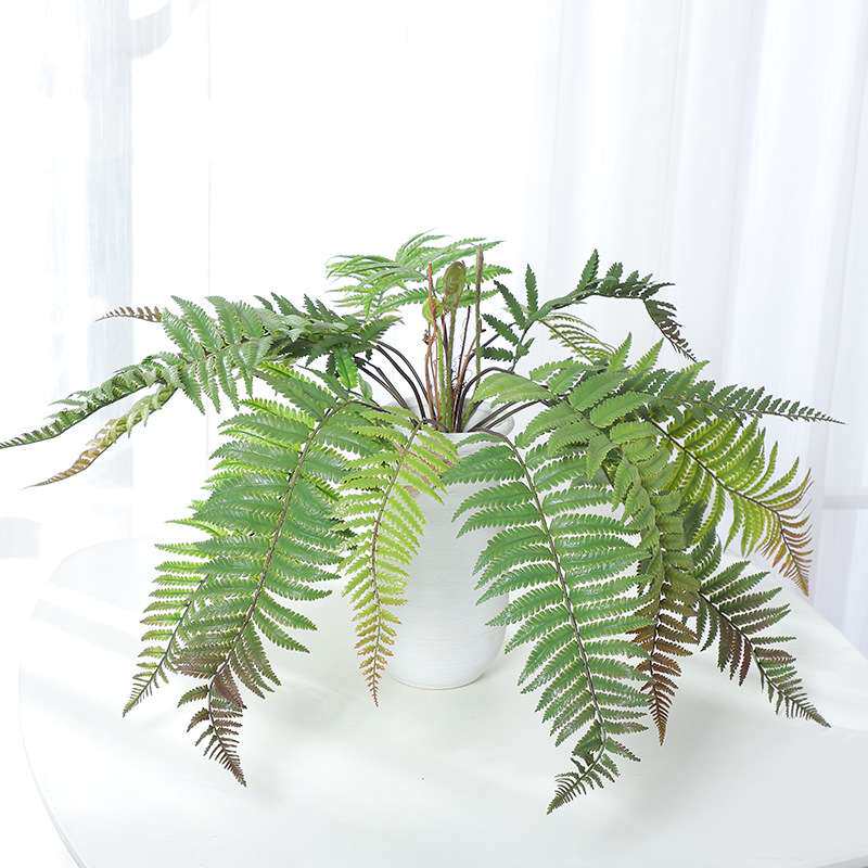 跨境热款仿真绿植盆栽长枝大厥叶枝草叶盆景居家客厅装饰植物摆件