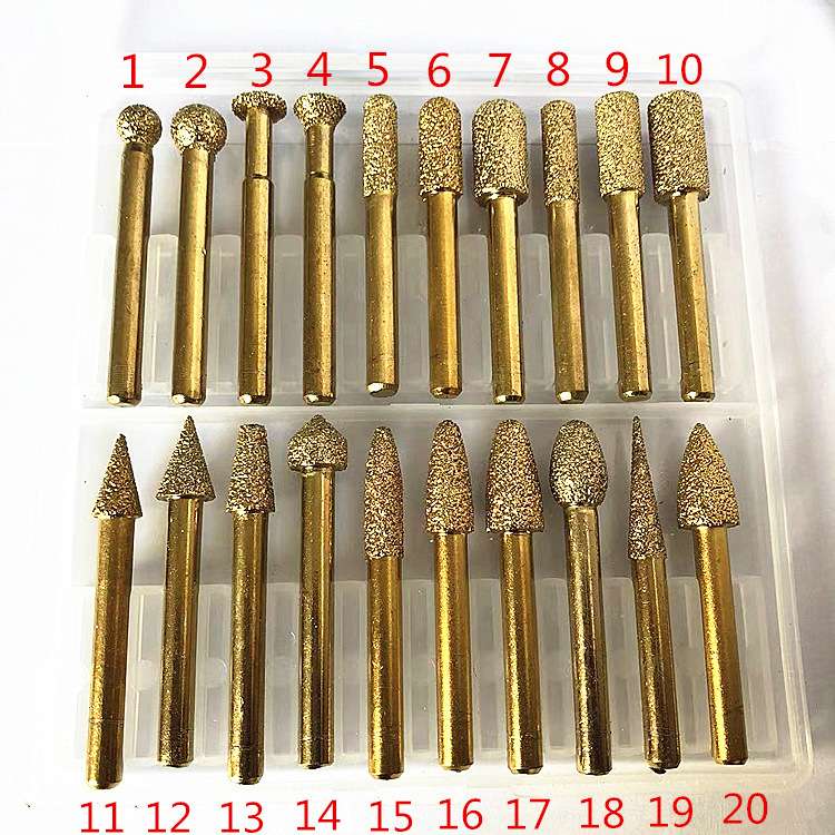 镀钛金刚石磨头 6mm 钎焊磨头 46目粗砂磨头 石材陶瓷打磨木盒装
