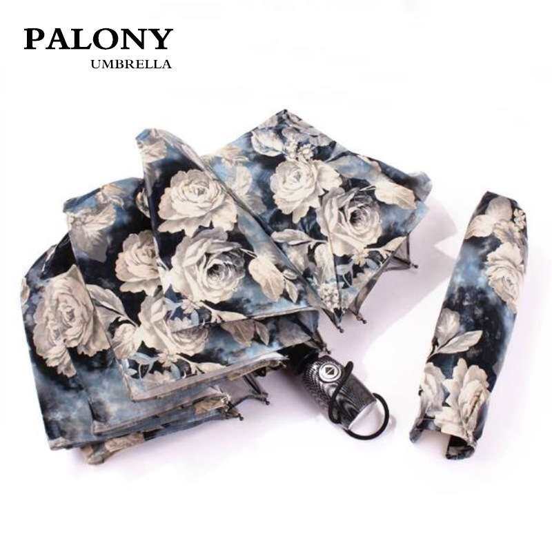 复古玫瑰印花3D数码油画风遮阳伞银胶抗UV太阳伞晴雨伞加大加固