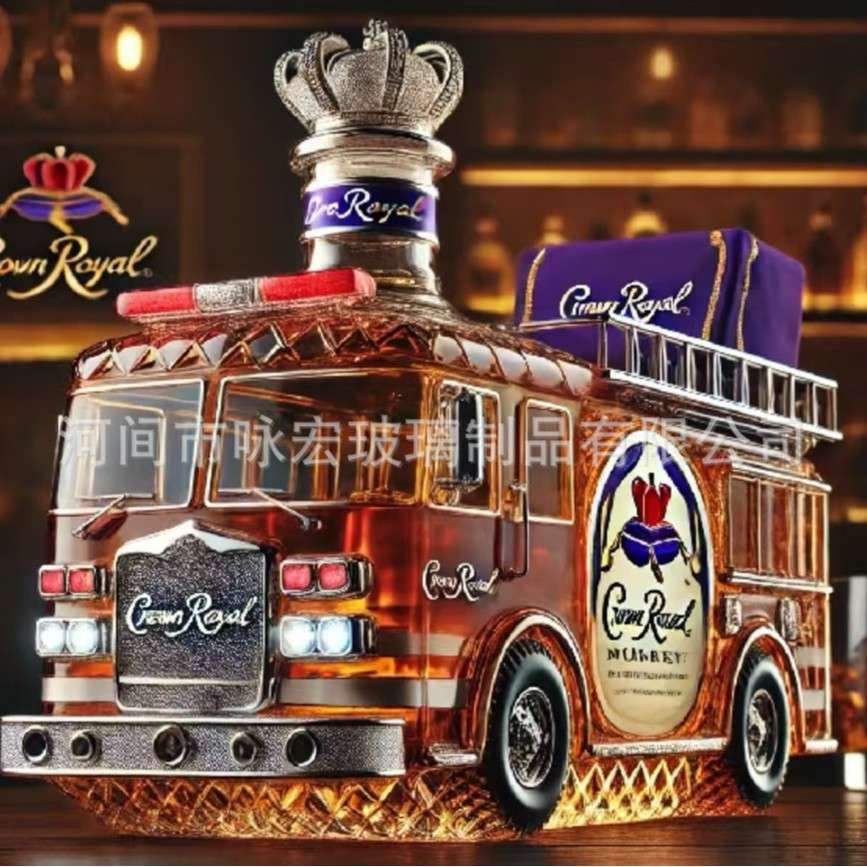 跨境新品汽车威士忌酒瓶泡酒瓶高硼硅玻璃酒瓶装饰摆件威士忌酒瓶