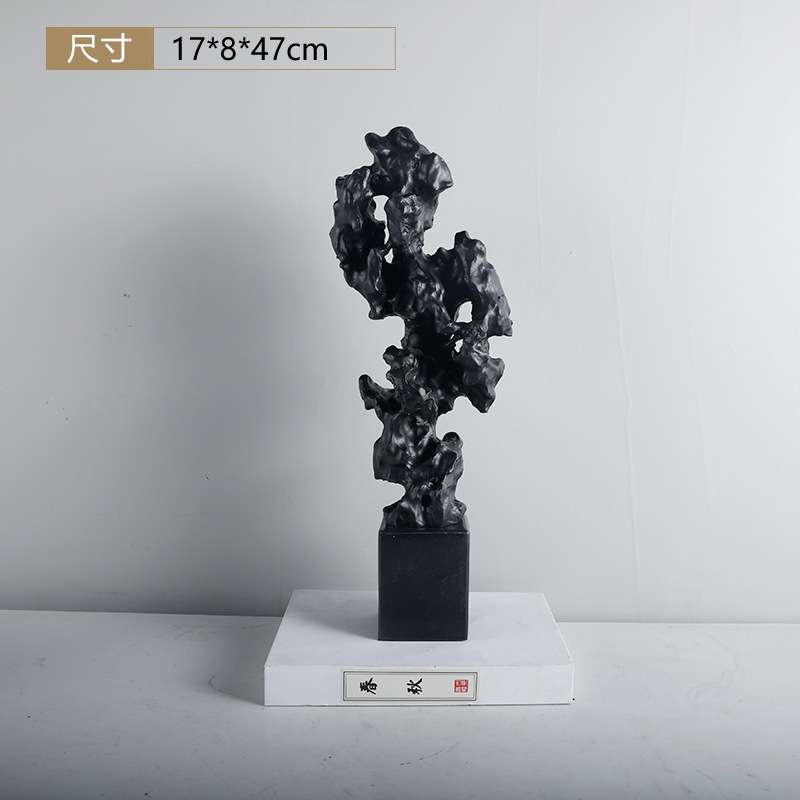 新中式现代珊瑚大理石底座摆件书柜书房博古柜桌面软装艺术摆设图片