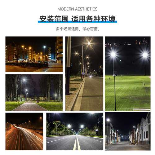 LED路灯220V超亮家用大功率户外防水新农村市电50W100W挑臂高杆灯
