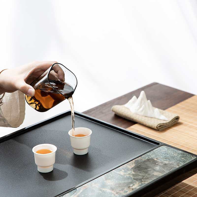 天然乌金石茶盘整块家用石头茶台办公室用轻奢高端排水石茶海托盘