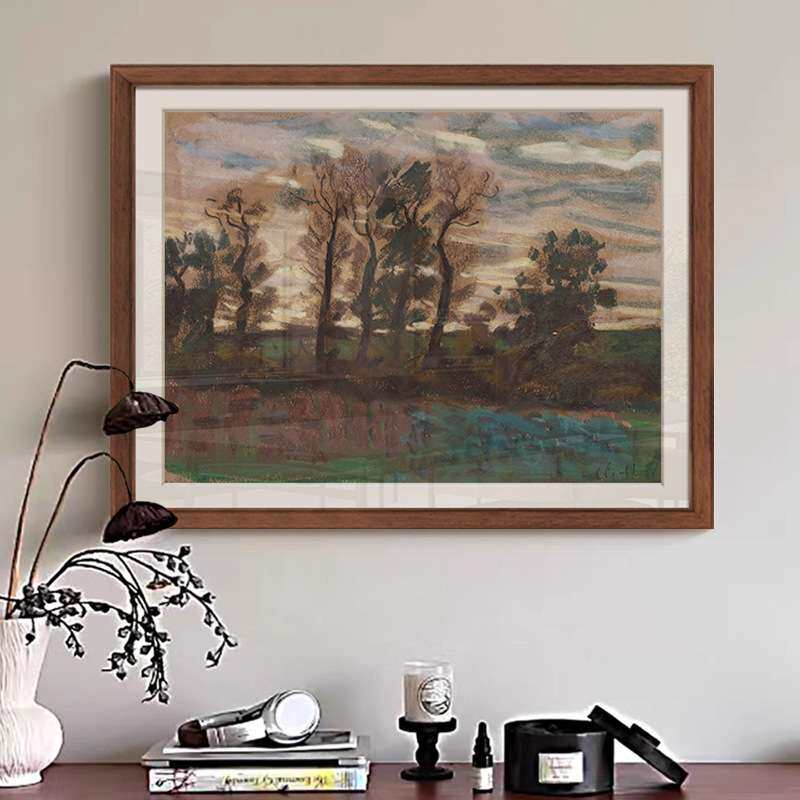 潮声云影 法式复古莫奈艺术客厅装饰画南洋中古风餐厅走廊挂画