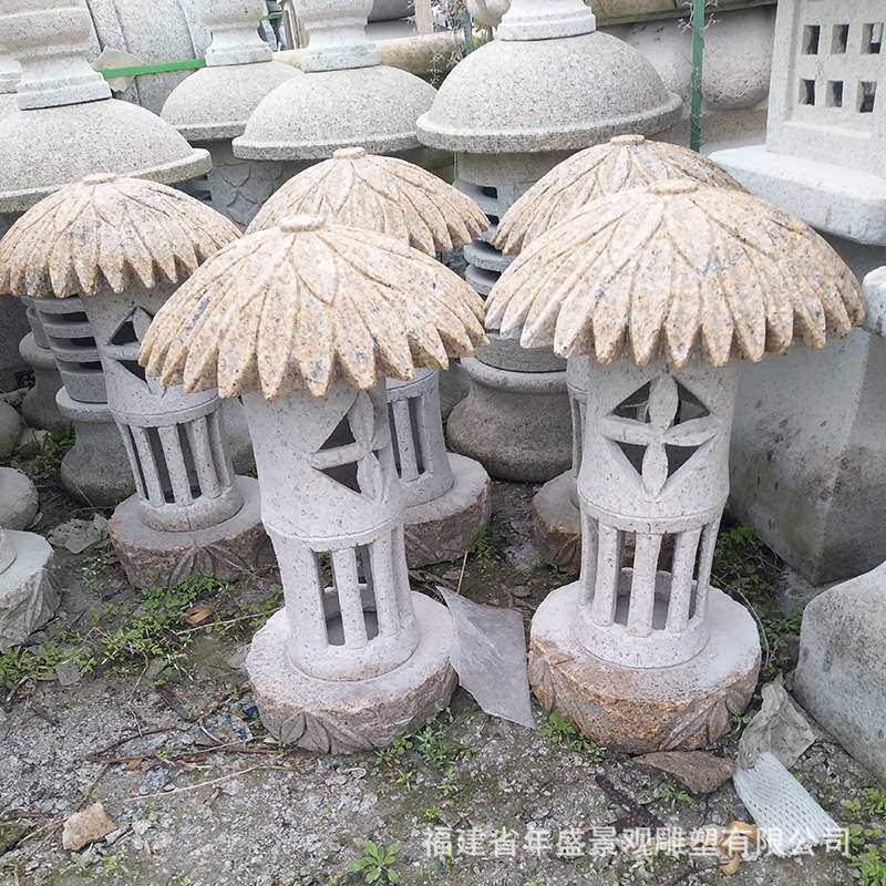 户外石雕复古大理石灯笼 日式石灯禅意和风花园草坪雕刻摆件