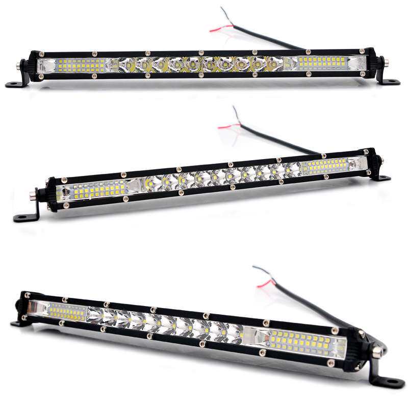 汽车单排LED长条灯 12v24v超薄中网前杠车顶射灯货车防水黄光白光