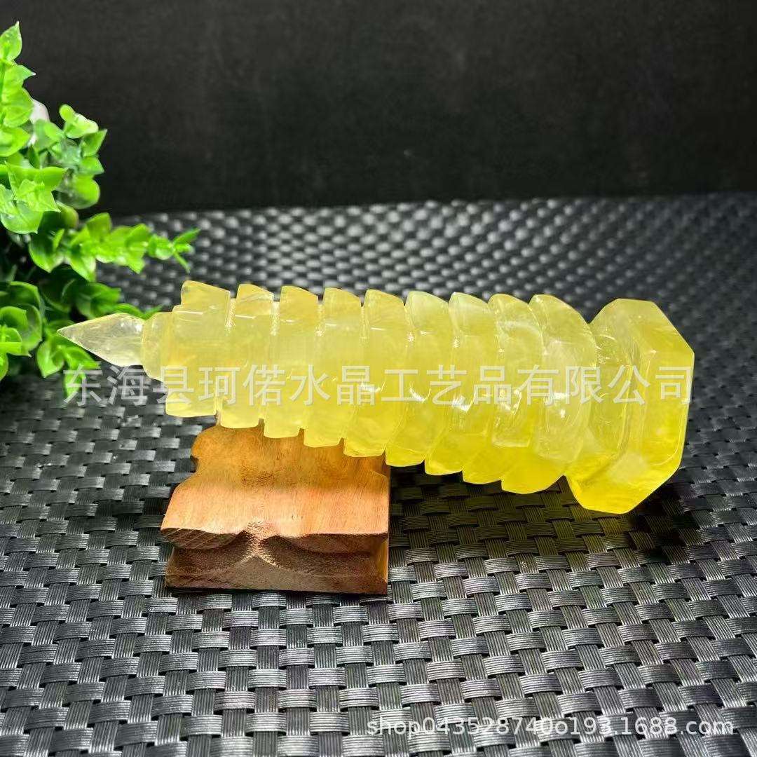 厂家直销天然原石黄水晶文昌塔办公室玄关书房摆件打磨工艺